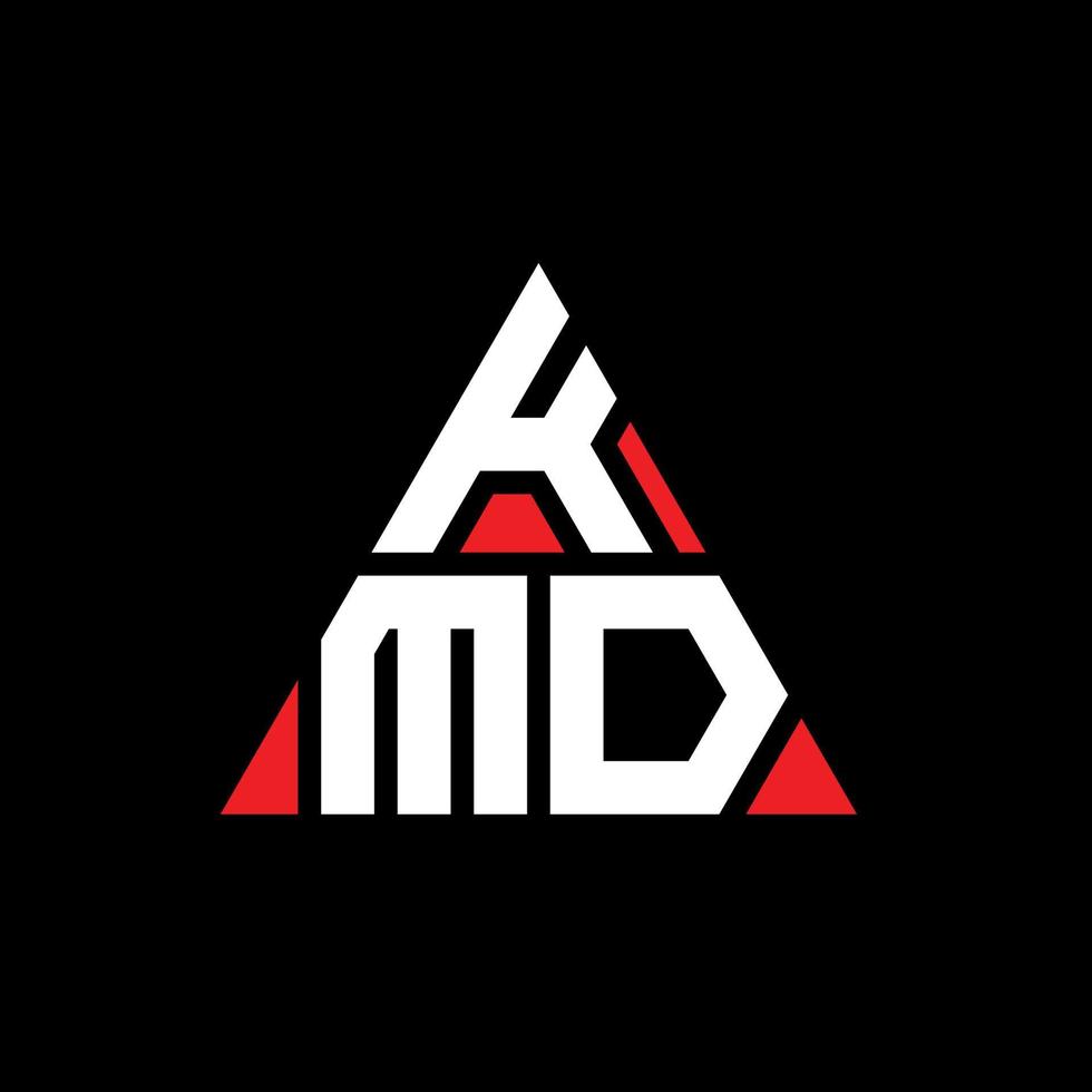 KMD triangle letter logo design with triangle shape. KMD triangle logo design monogram. KMD triangle vector logo template with red color. KMD triangular logo Simple, Elegant, and Luxurious Logo.
