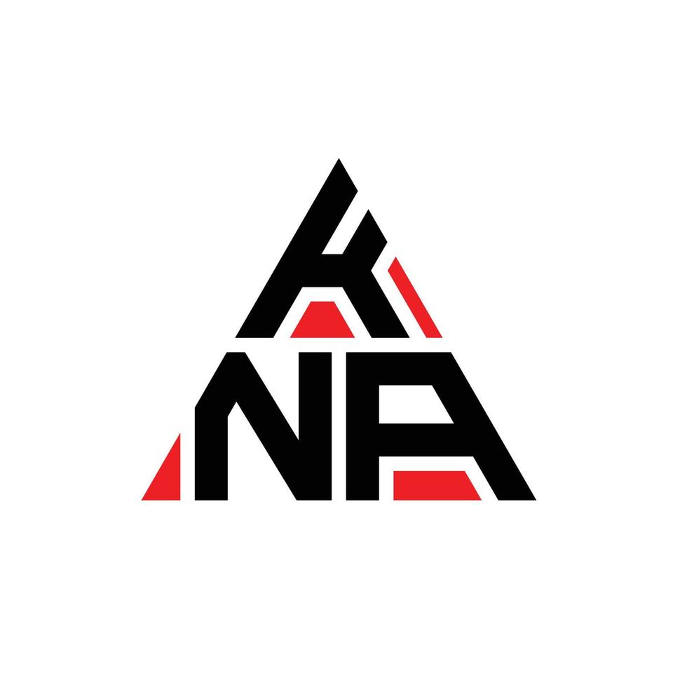 diseño de logotipo de letra triangular kna con forma de triángulo. monograma de diseño del logotipo del triángulo kna. plantilla de logotipo de vector de triángulo kna con color rojo. logo triangular kna logo simple, elegante y lujoso.