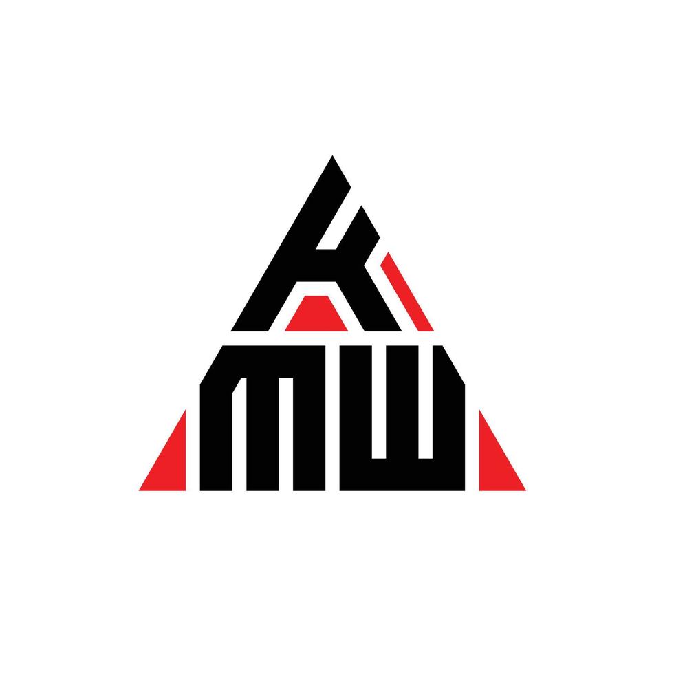 diseño de logotipo de letra triangular kmw con forma de triángulo. monograma de diseño de logotipo de triángulo kmw. plantilla de logotipo de vector de triángulo kmw con color rojo. logotipo triangular kmw logotipo simple, elegante y lujoso.