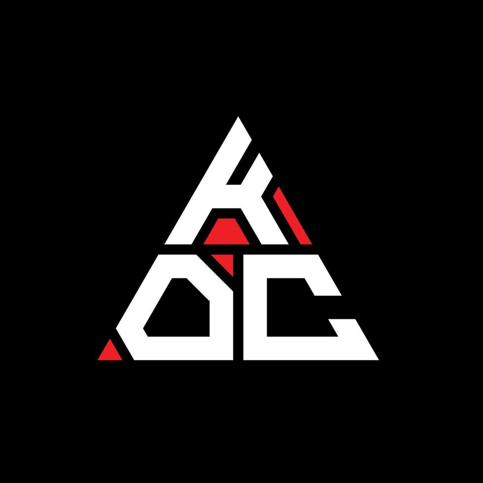 KOC triangle letter logo design with triangle shape. KOC triangle logo design monogram. KOC triangle vector logo template with red color. KOC triangular logo Simple, Elegant, and Luxurious Logo.