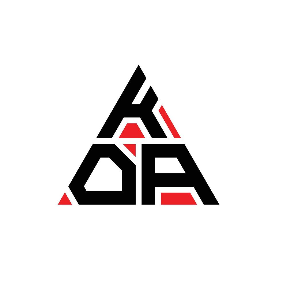 diseño de logotipo de letra triangular koa con forma de triángulo. monograma de diseño del logotipo del triángulo koa. plantilla de logotipo de vector de triángulo koa con color rojo. logo triangular koa logo simple, elegante y lujoso.