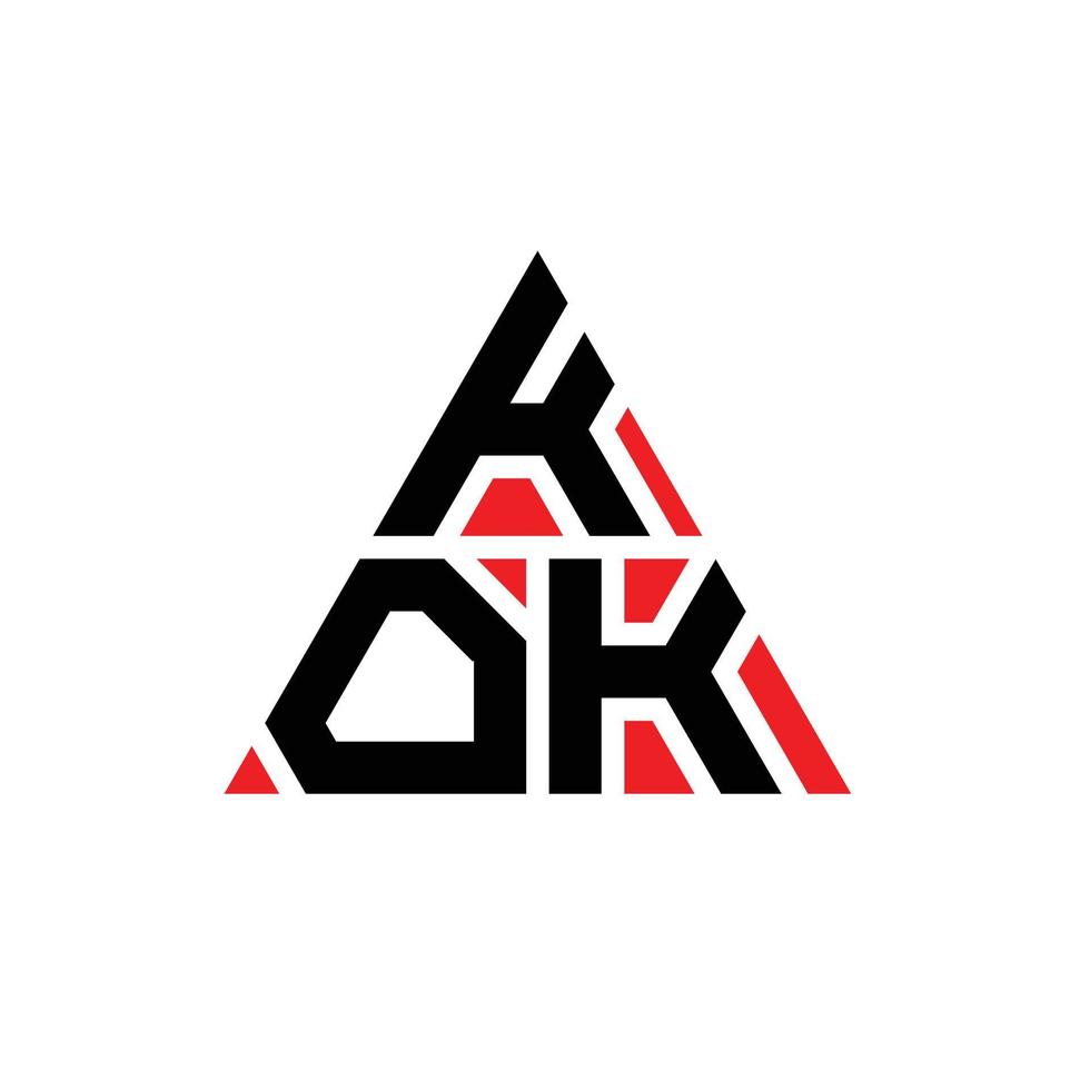 KOK triangle letter logo design with triangle shape. KOK triangle logo design monogram. KOK triangle vector logo template with red color. KOK triangular logo Simple, Elegant, and Luxurious Logo.