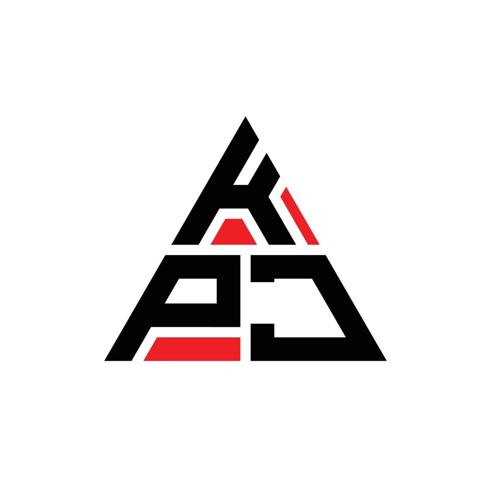diseño de logotipo de letra triangular kpj con forma de triángulo. monograma de diseño del logotipo del triángulo kpj. plantilla de logotipo de vector de triángulo kpj con color rojo. logo triangular kpj logo simple, elegante y lujoso.