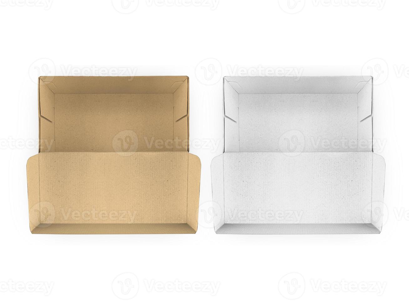 blank packaging boxes - open mockup, isolated on white background photo