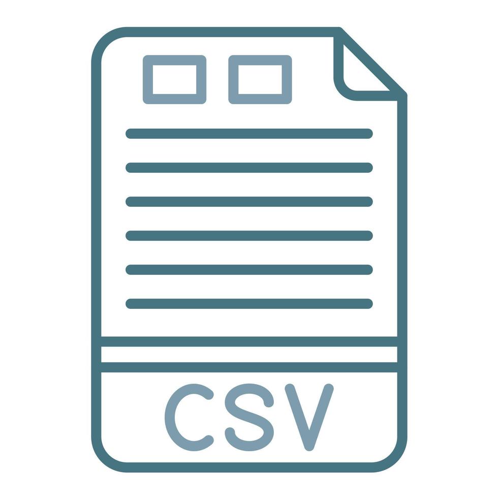 csv línea icono de dos colores vector