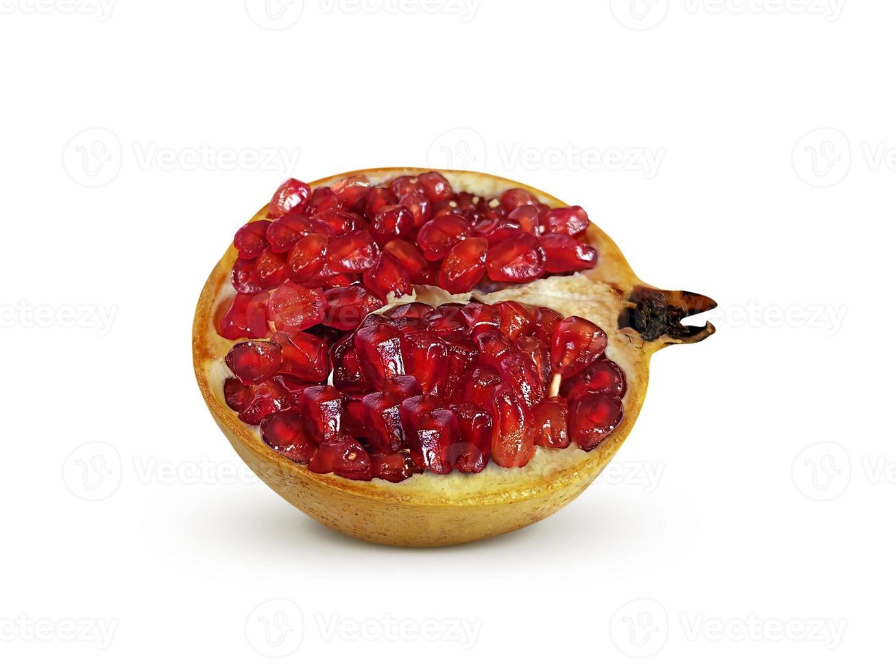 Juicy pomegranate fruit isolated on white background photo