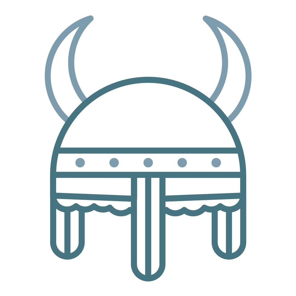 icono de dos colores de línea de casco vikingo vector
