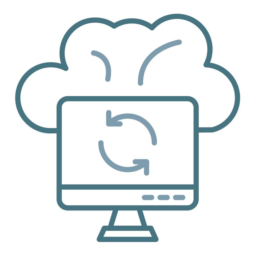 Cloud Sync Line Two Color Icon vector