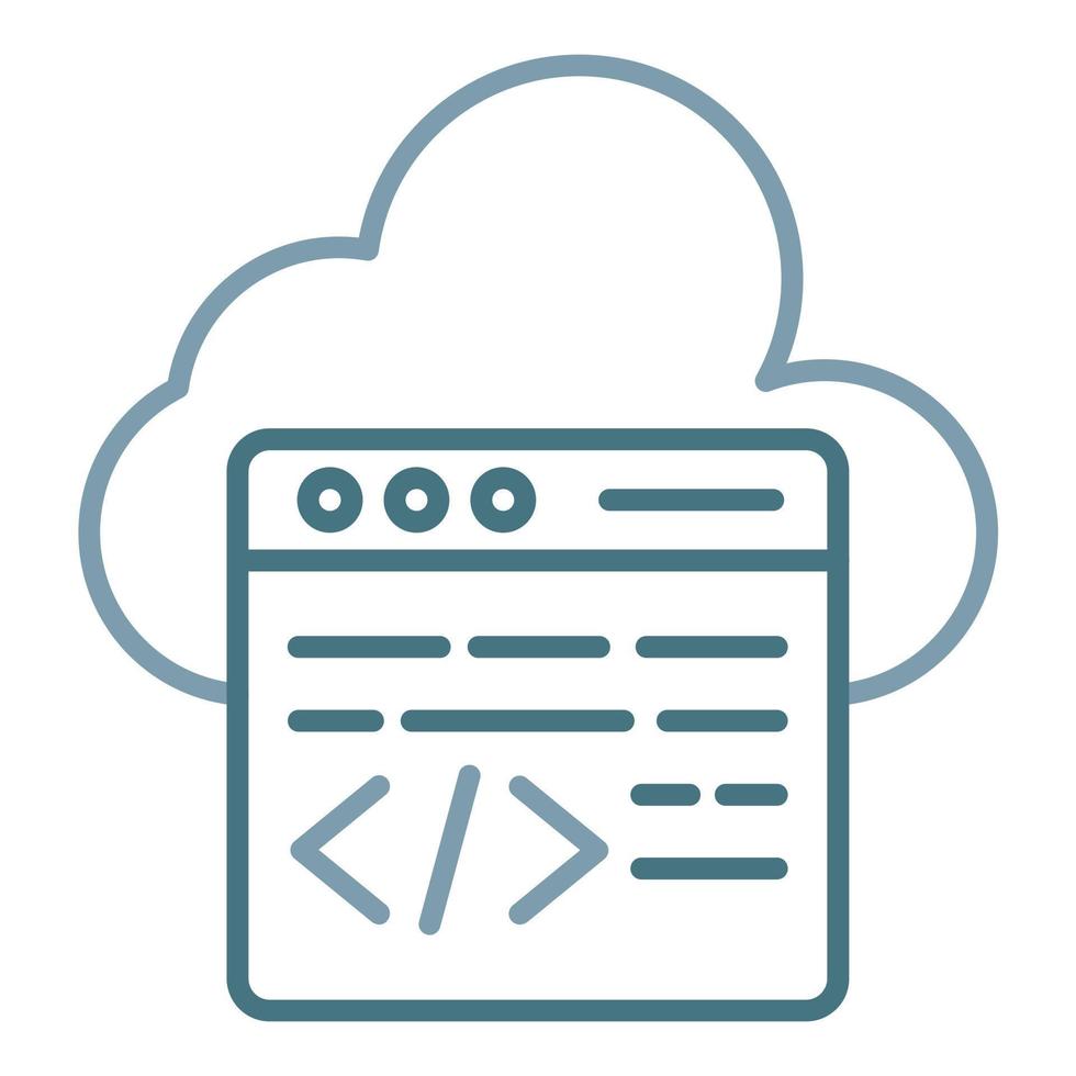 Cloud Coding Line Two Color Icon vector