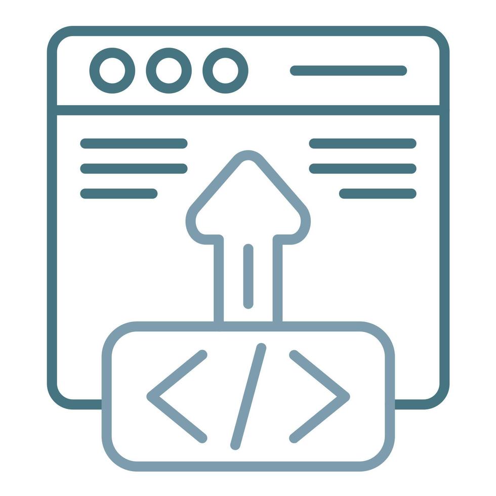 línea de implementación de código icono de dos colores vector