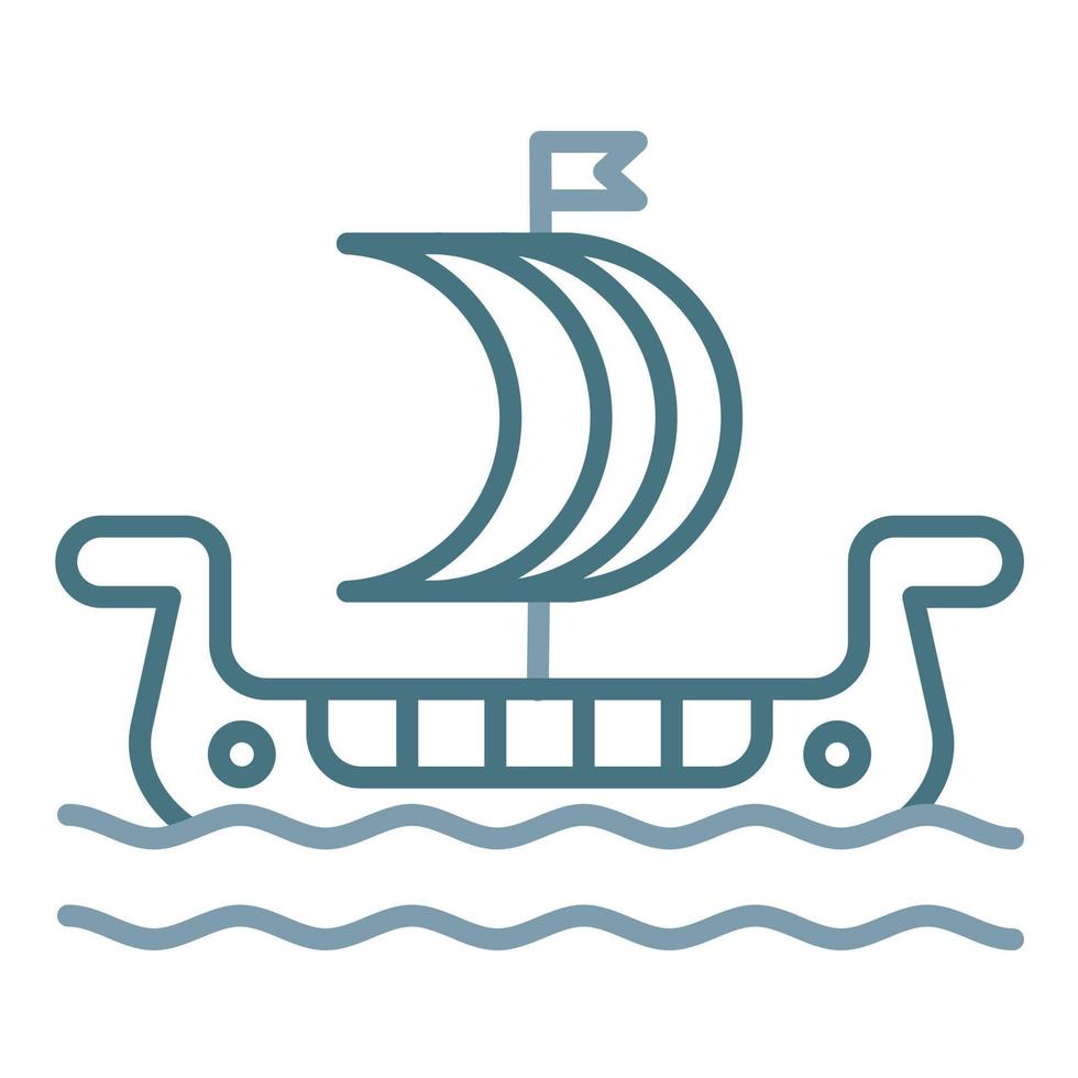 icono de dos colores de la línea de barco vikingo vector