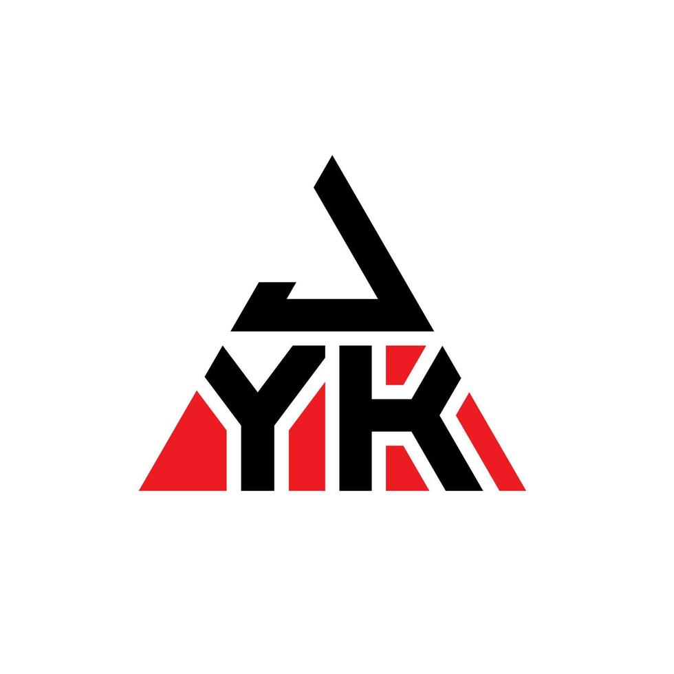 JYK triangle letter logo design with triangle shape. JYK triangle logo design monogram. JYK triangle vector logo template with red color. JYK triangular logo Simple, Elegant, and Luxurious Logo.