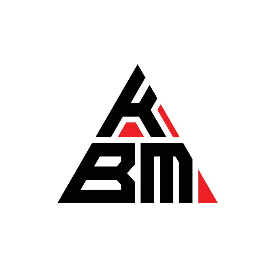 diseño de logotipo de letra triangular kbm con forma de triángulo. monograma de diseño de logotipo de triángulo kbm. plantilla de logotipo de vector de triángulo kbm con color rojo. logotipo triangular kbm logotipo simple, elegante y lujoso.
