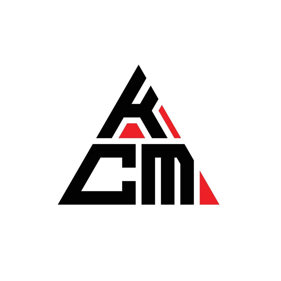 KCM triangle letter logo design with triangle shape. KCM triangle logo design monogram. KCM triangle vector logo template with red color. KCM triangular logo Simple, Elegant, and Luxurious Logo.