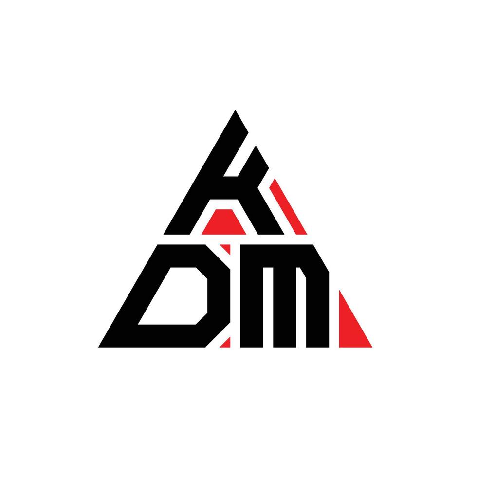KDM triangle letter logo design with triangle shape. KDM triangle logo design monogram. KDM triangle vector logo template with red color. KDM triangular logo Simple, Elegant, and Luxurious Logo.