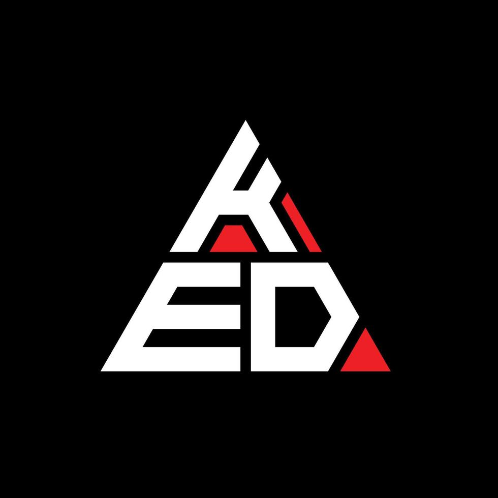 KED triangle letter logo design with triangle shape. KED triangle logo design monogram. KED triangle vector logo template with red color. KED triangular logo Simple, Elegant, and Luxurious Logo.