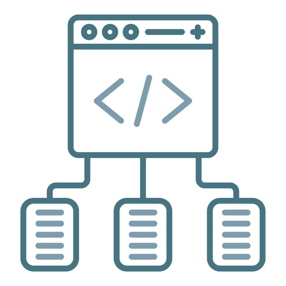 Code Framework Line Two Color Icon vector