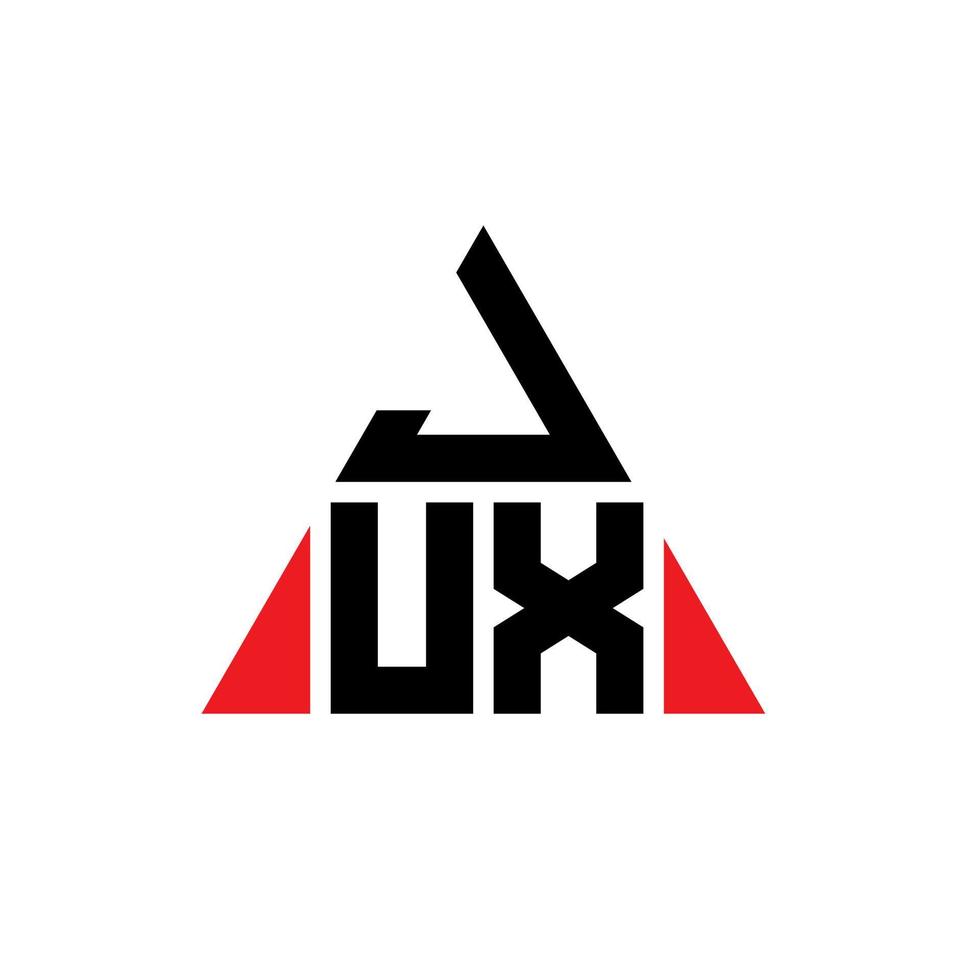 JUX triangle letter logo design with triangle shape. JUX triangle logo design monogram. JUX triangle vector logo template with red color. JUX triangular logo Simple, Elegant, and Luxurious Logo.