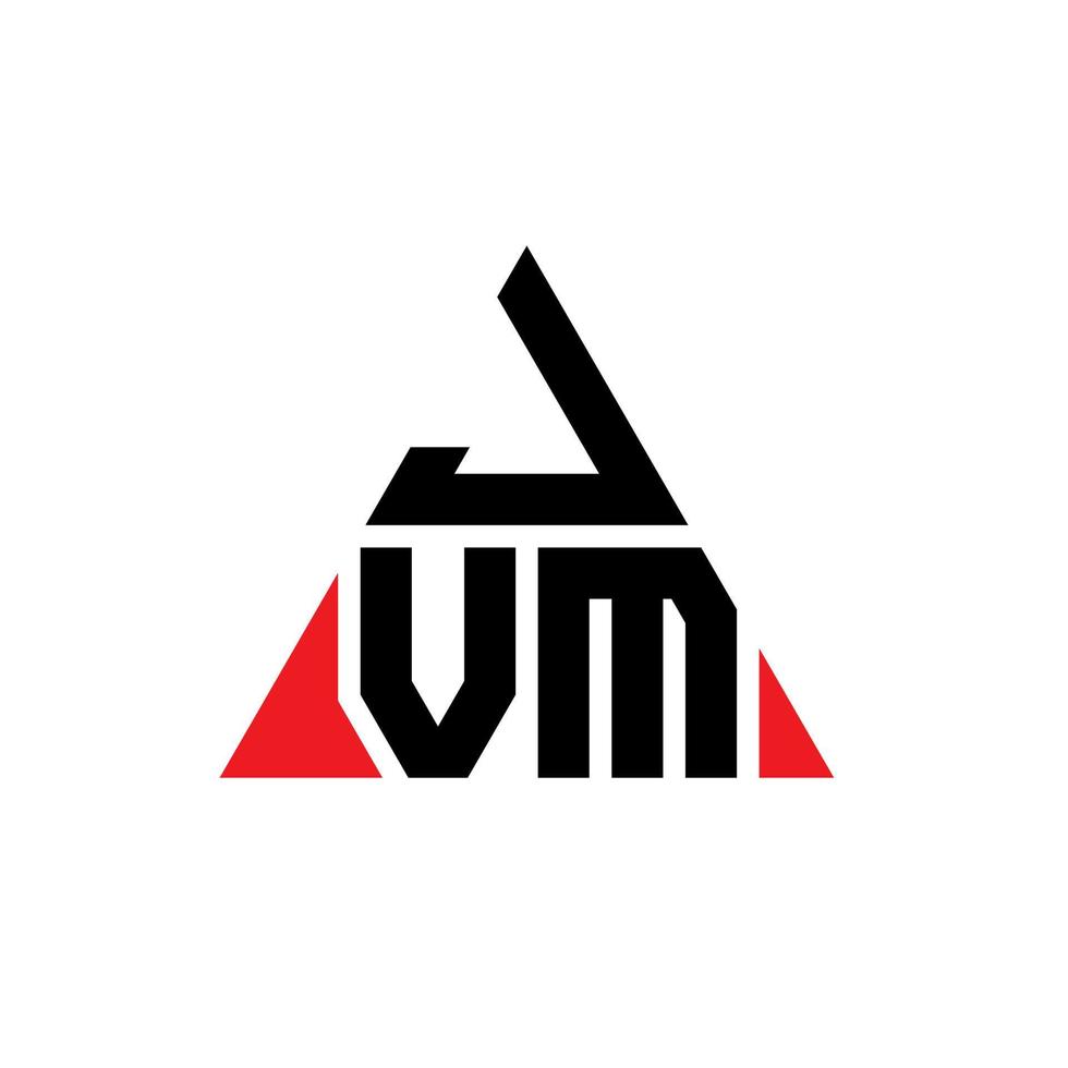 diseño de logotipo de letra triangular jvm con forma de triángulo. monograma de diseño del logotipo del triángulo jvm. plantilla de logotipo de vector de triángulo jvm con color rojo. logotipo triangular jvm logotipo simple, elegante y lujoso.