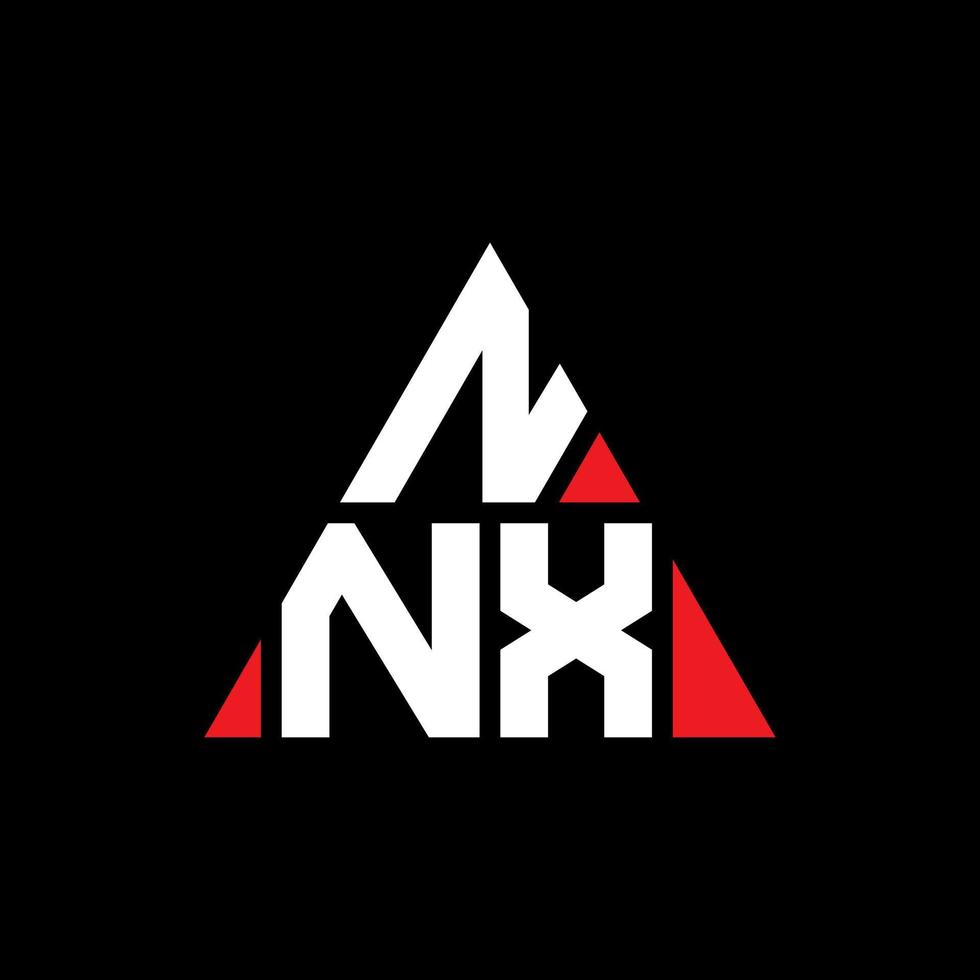 NNX triangle letter logo design with triangle shape. NNX triangle logo design monogram. NNX triangle vector logo template with red color. NNX triangular logo Simple, Elegant, and Luxurious Logo.