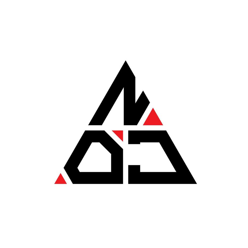 diseño de logotipo de letra triangular noj con forma de triángulo. monograma de diseño del logotipo del triángulo noj. plantilla de logotipo de vector de triángulo noj con color rojo. logotipo triangular noj logotipo simple, elegante y lujoso.