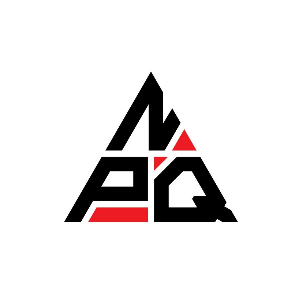 NPQ triangle letter logo design with triangle shape. NPQ triangle logo design monogram. NPQ triangle vector logo template with red color. NPQ triangular logo Simple, Elegant, and Luxurious Logo.