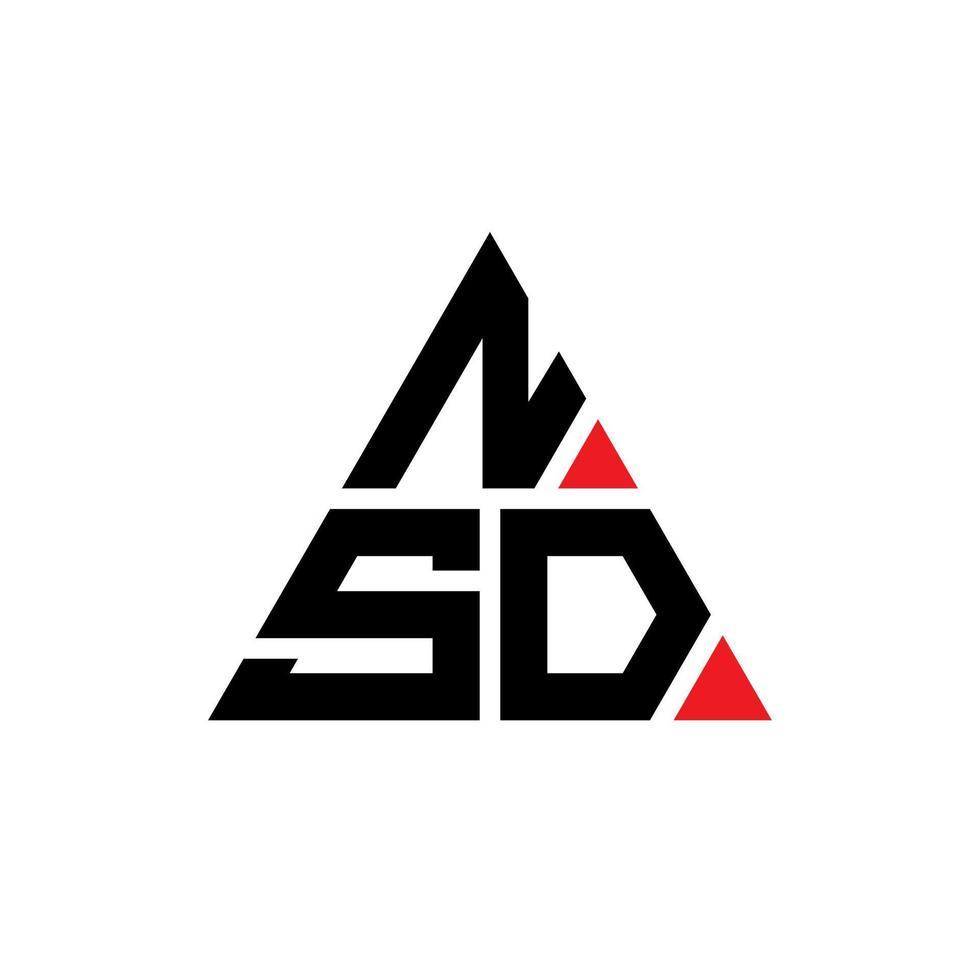 NSD triangle letter logo design with triangle shape. NSD triangle logo design monogram. NSD triangle vector logo template with red color. NSD triangular logo Simple, Elegant, and Luxurious Logo.