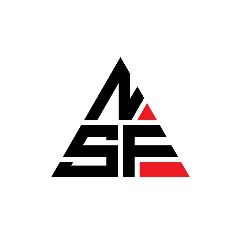 NSF triangle letter logo design with triangle shape. NSF triangle logo design monogram. NSF triangle vector logo template with red color. NSF triangular logo Simple, Elegant, and Luxurious Logo.