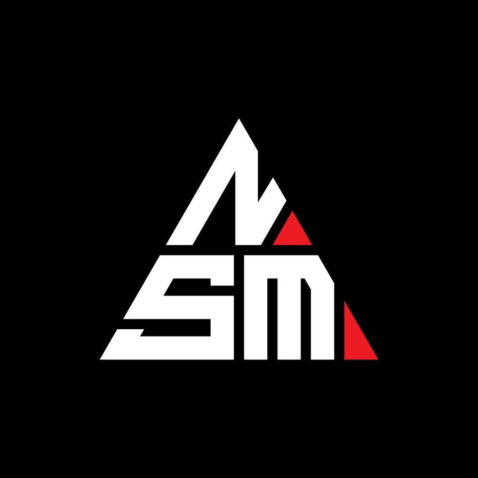 diseño de logotipo de letra triangular nsm con forma de triángulo. monograma de diseño de logotipo de triángulo nsm. plantilla de logotipo de vector de triángulo nsm con color rojo. logotipo triangular nsm logotipo simple, elegante y lujoso.