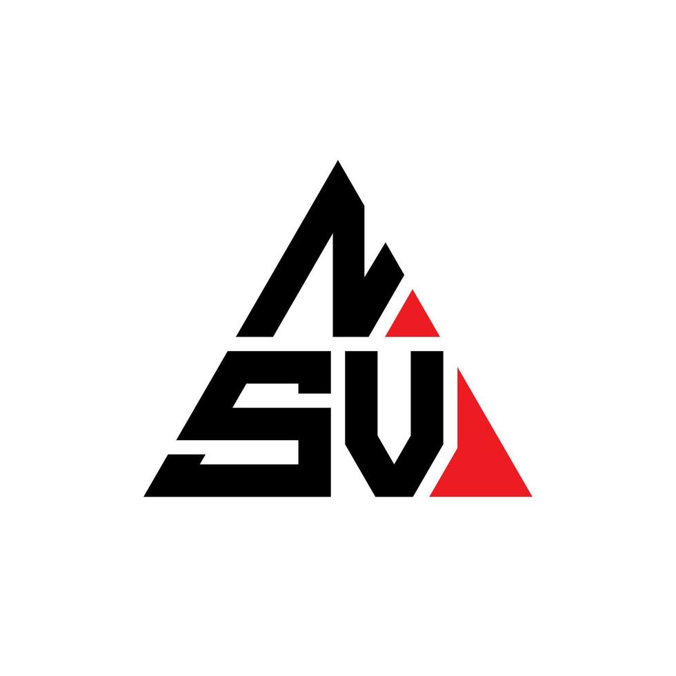 diseño de logotipo de letra triangular nsv con forma de triángulo. monograma de diseño de logotipo de triángulo nsv. plantilla de logotipo de vector de triángulo nsv con color rojo. logotipo triangular nsv logotipo simple, elegante y lujoso.