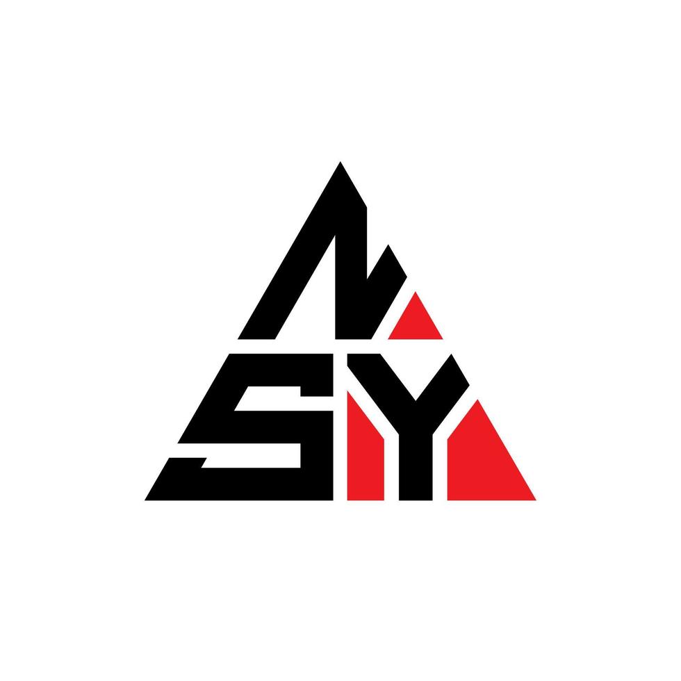 NSY triangle letter logo design with triangle shape. NSY triangle logo design monogram. NSY triangle vector logo template with red color. NSY triangular logo Simple, Elegant, and Luxurious Logo.