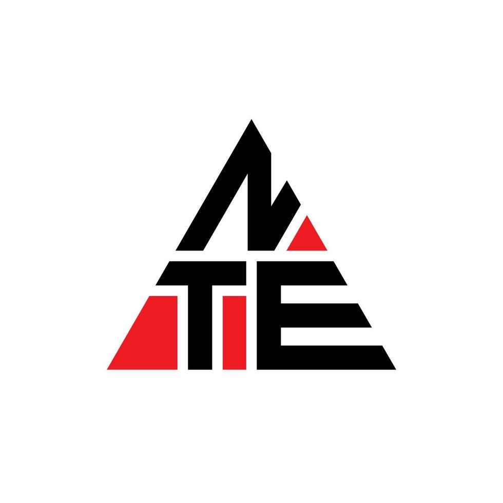 NTE triangle letter logo design with triangle shape. NTE triangle logo design monogram. NTE triangle vector logo template with red color. NTE triangular logo Simple, Elegant, and Luxurious Logo.