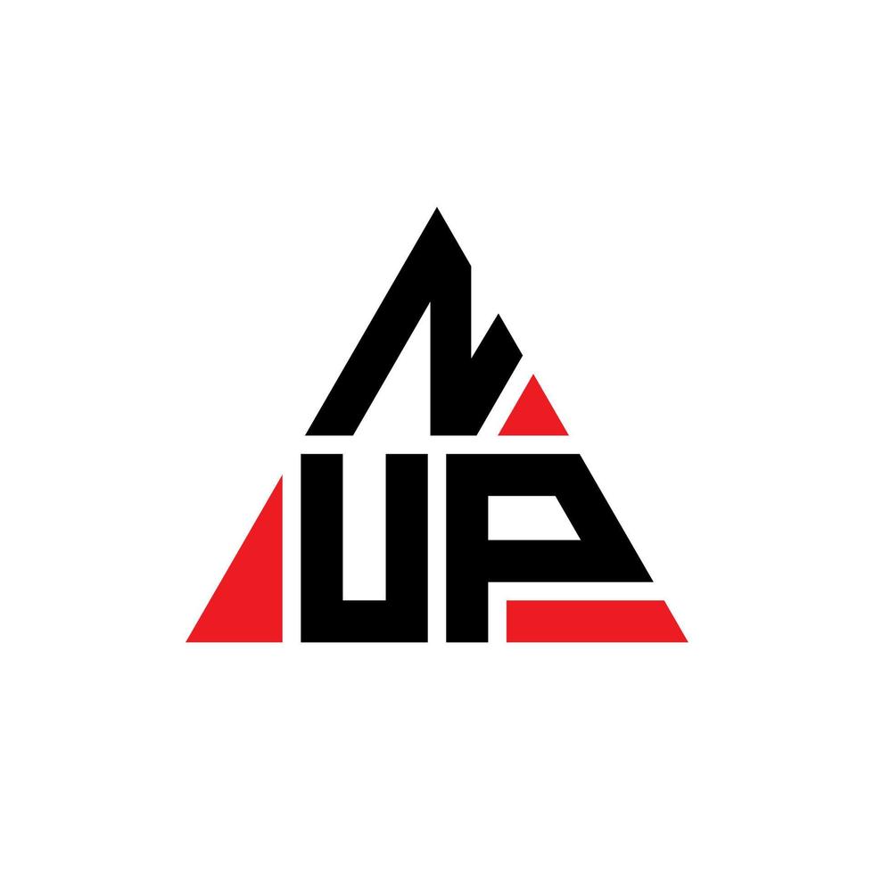 NUP triangle letter logo design with triangle shape. NUP triangle logo design monogram. NUP triangle vector logo template with red color. NUP triangular logo Simple, Elegant, and Luxurious Logo.