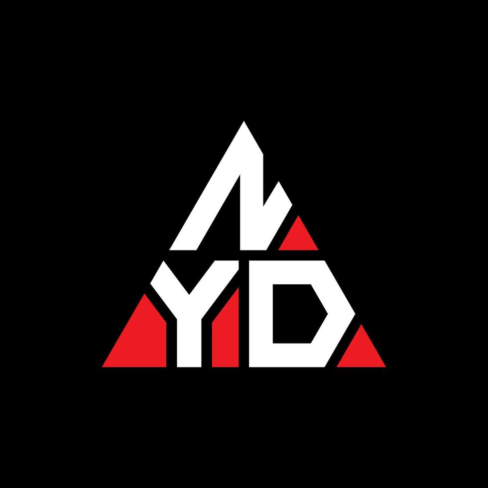 NYD triangle letter logo design with triangle shape. NYD triangle logo design monogram. NYD triangle vector logo template with red color. NYD triangular logo Simple, Elegant, and Luxurious Logo.