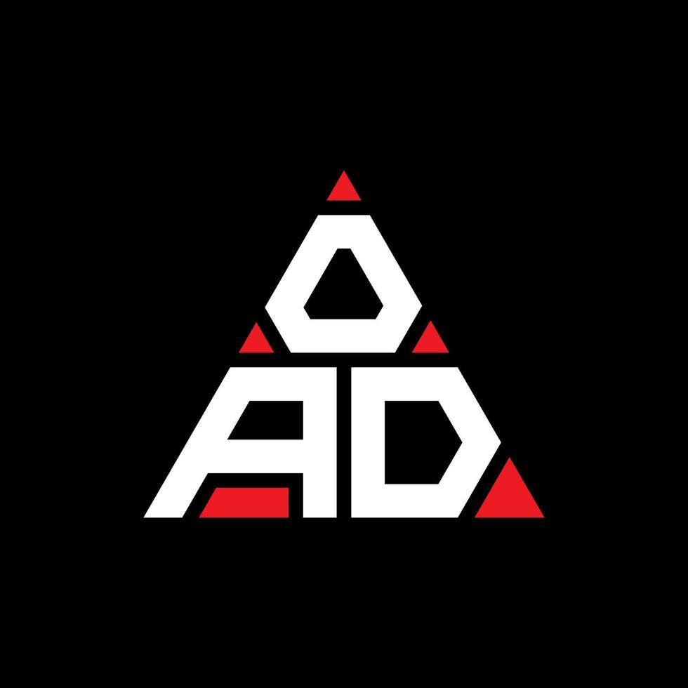 diseño de logotipo de letra de triángulo oad con forma de triángulo. monograma de diseño de logotipo de triángulo oad. plantilla de logotipo de vector de triángulo oad con color rojo. logotipo triangular oad logotipo simple, elegante y lujoso.