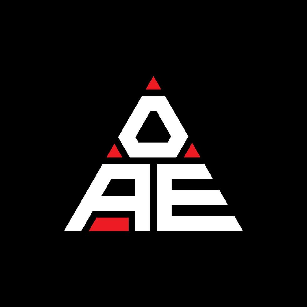 diseño de logotipo de letra triangular oae con forma de triángulo. monograma de diseño de logotipo de triángulo oae. plantilla de logotipo de vector de triángulo oae con color rojo. logotipo triangular oae logotipo simple, elegante y lujoso.