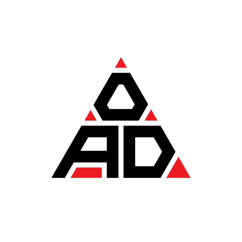 diseño de logotipo de letra de triángulo oad con forma de triángulo. monograma de diseño de logotipo de triángulo oad. plantilla de logotipo de vector de triángulo oad con color rojo. logotipo triangular oad logotipo simple, elegante y lujoso.