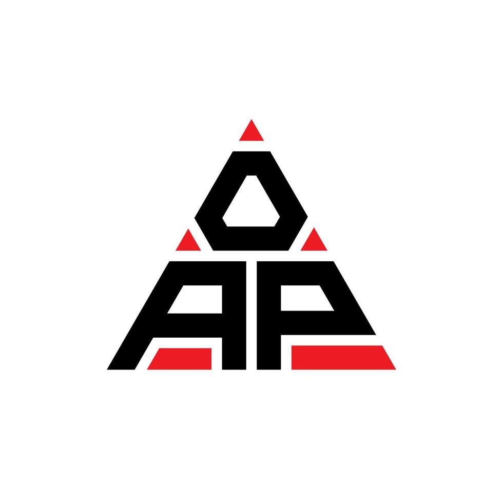 diseño de logotipo de letra triangular oap con forma de triángulo. monograma de diseño de logotipo de triángulo oap. plantilla de logotipo de vector de triángulo oap con color rojo. logotipo triangular oap logotipo simple, elegante y lujoso.