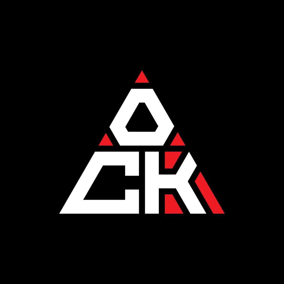 diseño de logotipo de letra de triángulo ock con forma de triángulo. monograma de diseño de logotipo de triángulo ock. Plantilla de logotipo de vector de triángulo ock con color rojo. logotipo triangular ock logotipo simple, elegante y lujoso.