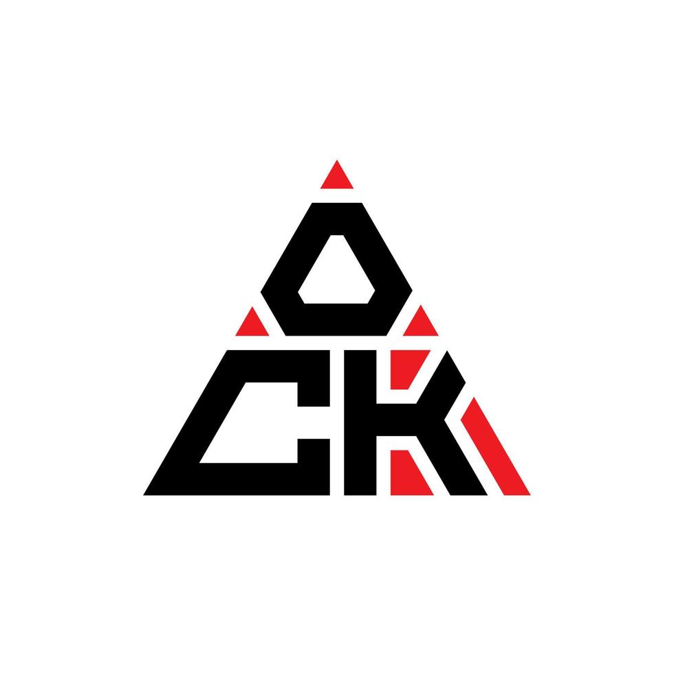 diseño de logotipo de letra de triángulo ock con forma de triángulo. monograma de diseño de logotipo de triángulo ock. Plantilla de logotipo de vector de triángulo ock con color rojo. logotipo triangular ock logotipo simple, elegante y lujoso.