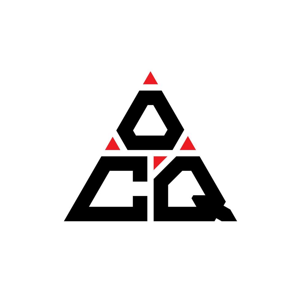 diseño de logotipo de letra triangular ocq con forma de triángulo. monograma de diseño del logotipo del triángulo ocq. plantilla de logotipo de vector de triángulo ocq con color rojo. logotipo triangular ocq logotipo simple, elegante y lujoso.