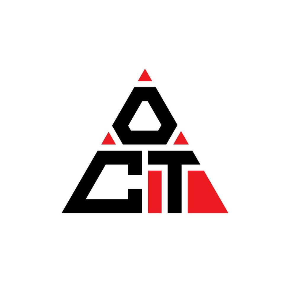 diseño de logotipo de letra de triángulo oct con forma de triángulo. monograma de diseño del logotipo del triángulo oct. plantilla de logotipo de vector de triángulo oct con color rojo. oct logotipo triangular logotipo simple, elegante y lujoso.