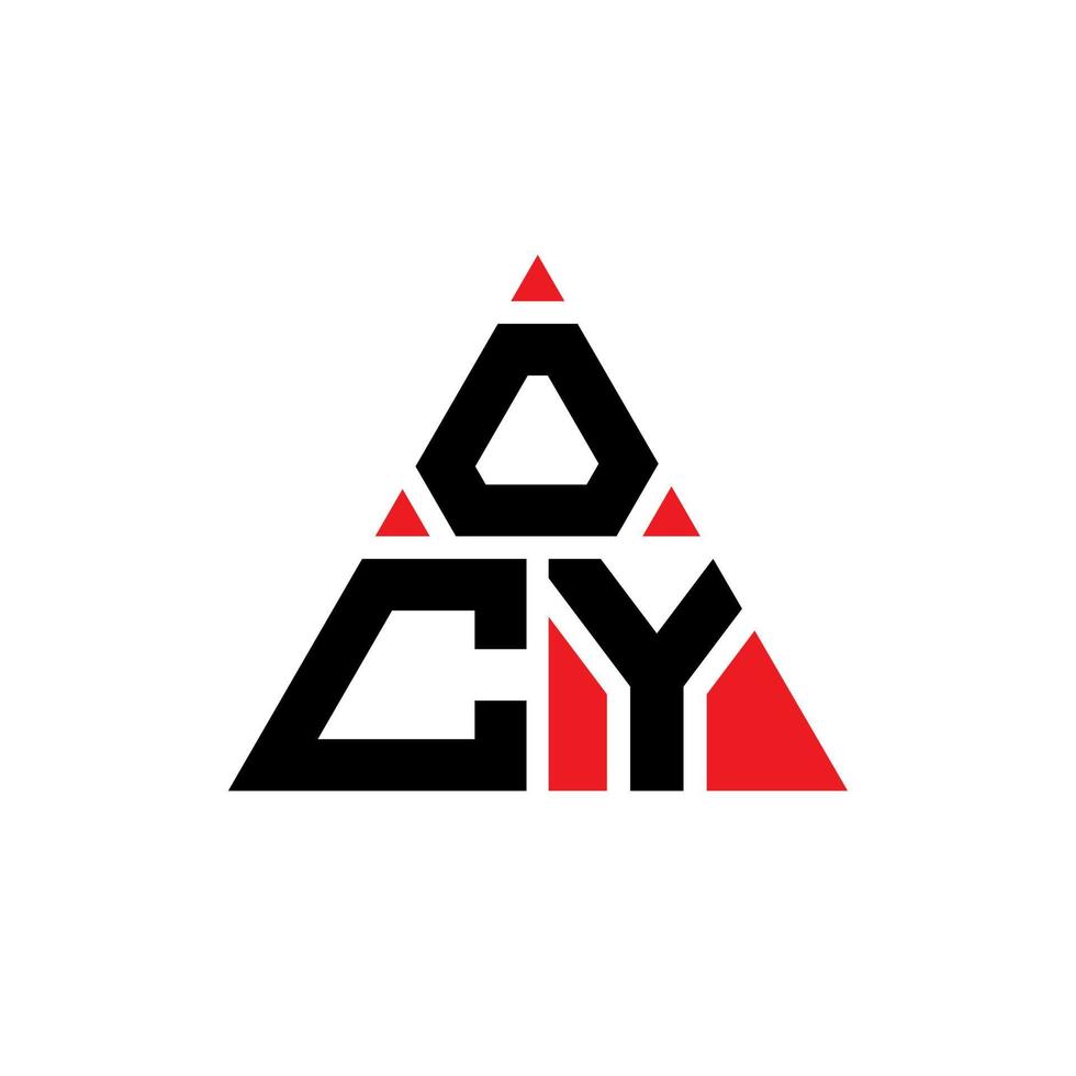 OCY triangle letter logo design with triangle shape. OCY triangle logo design monogram. OCY triangle vector logo template with red color. OCY triangular logo Simple, Elegant, and Luxurious Logo.