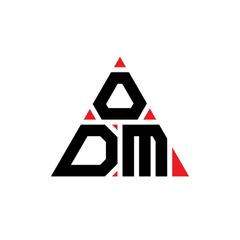 ODM triangle letter logo design with triangle shape. ODM triangle logo design monogram. ODM triangle vector logo template with red color. ODM triangular logo Simple, Elegant, and Luxurious Logo.