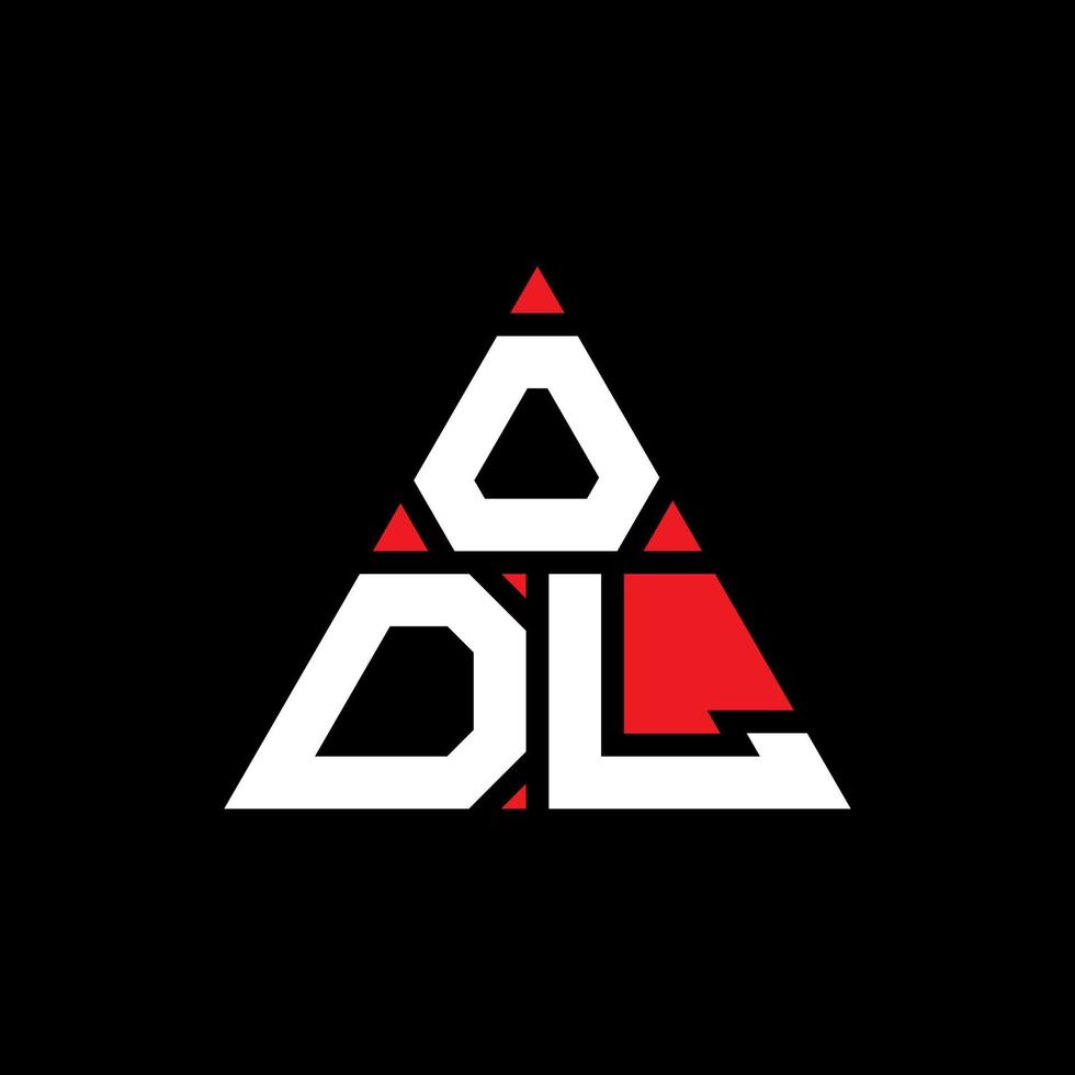 ODL triangle letter logo design with triangle shape. ODL triangle logo design monogram. ODL triangle vector logo template with red color. ODL triangular logo Simple, Elegant, and Luxurious Logo.