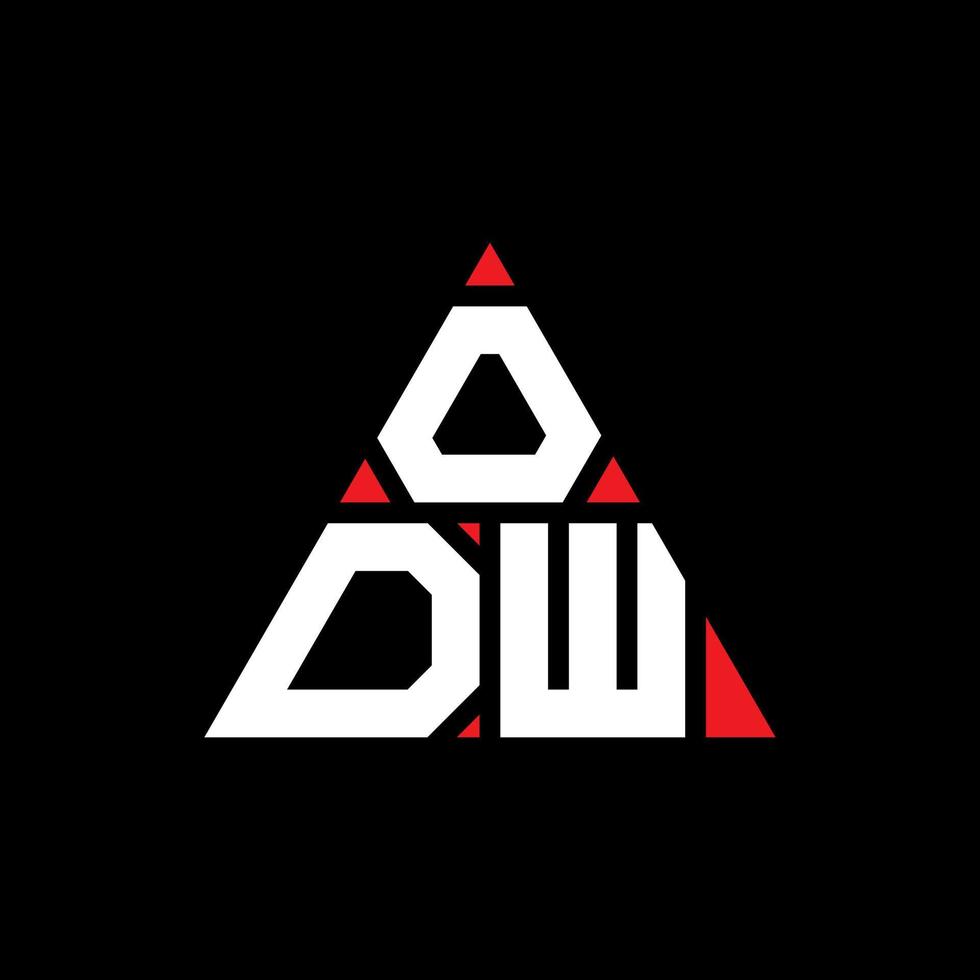 ODW triangle letter logo design with triangle shape. ODW triangle logo design monogram. ODW triangle vector logo template with red color. ODW triangular logo Simple, Elegant, and Luxurious Logo.