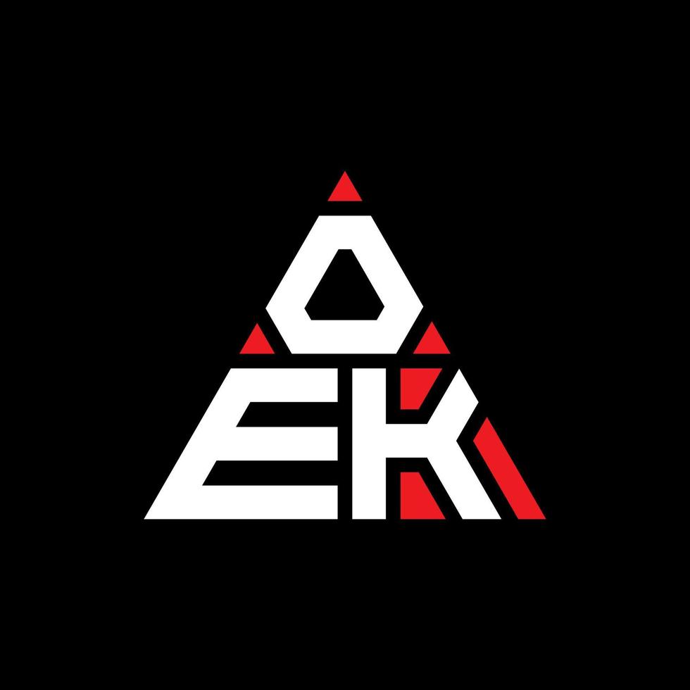 diseño de logotipo de letra de triángulo oek con forma de triángulo. monograma de diseño de logotipo de triángulo oek. plantilla de logotipo de vector de triángulo oek con color rojo. logotipo triangular oek logotipo simple, elegante y lujoso.