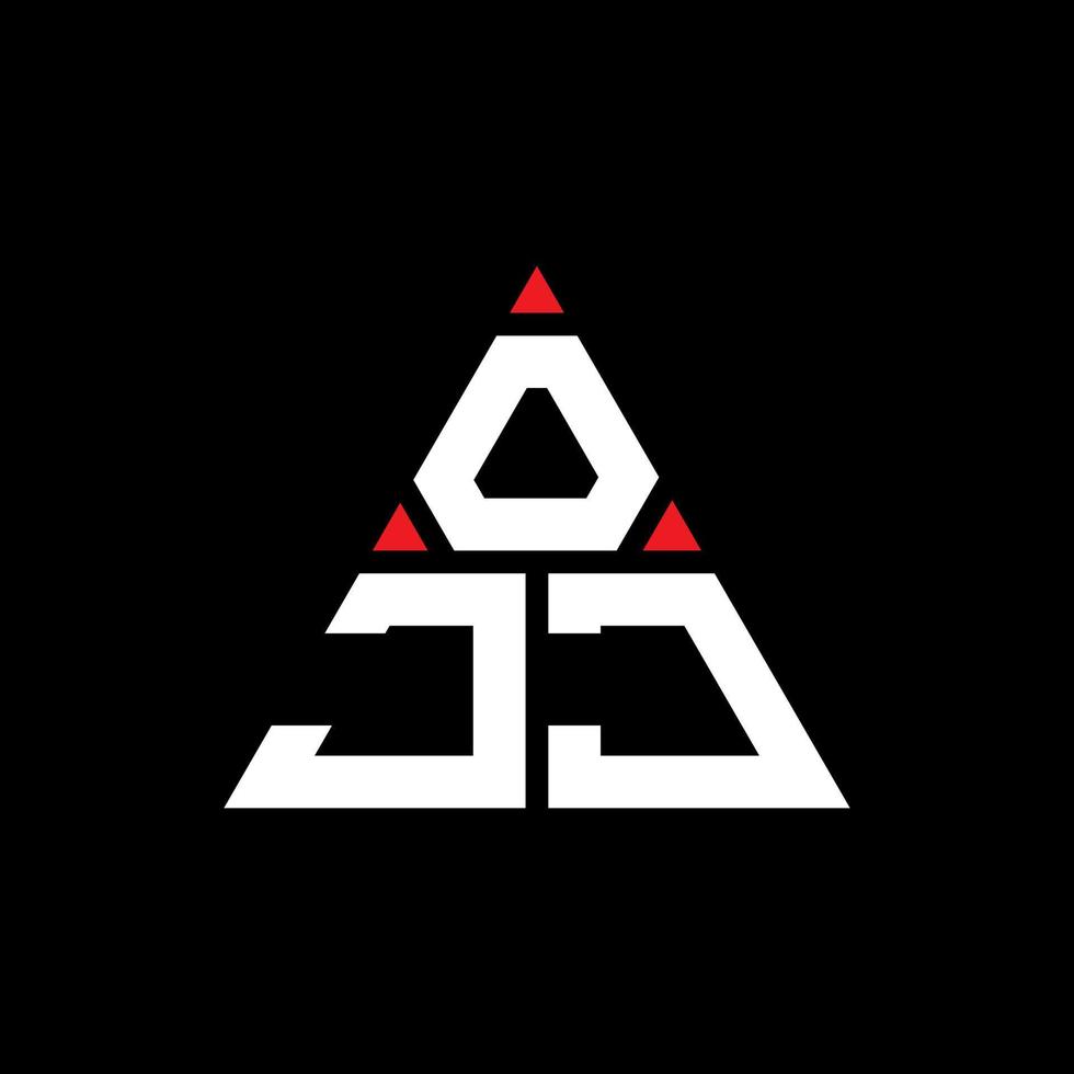 diseño de logotipo de letra triangular ojj con forma de triángulo. monograma de diseño del logotipo del triángulo ojj. plantilla de logotipo de vector de triángulo ojj con color rojo. logo triangular ojj logo simple, elegante y lujoso.