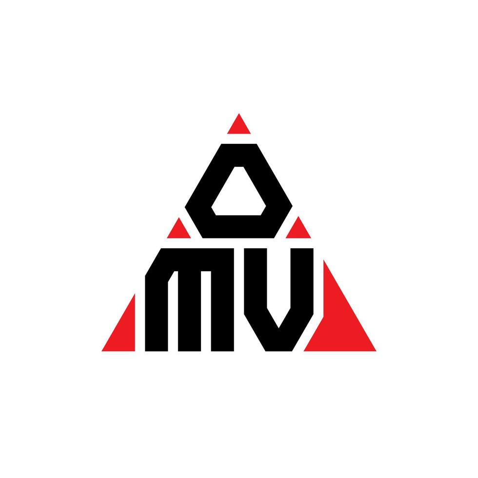 OMV triangle letter logo design with triangle shape. OMV triangle logo design monogram. OMV triangle vector logo template with red color. OMV triangular logo Simple, Elegant, and Luxurious Logo.