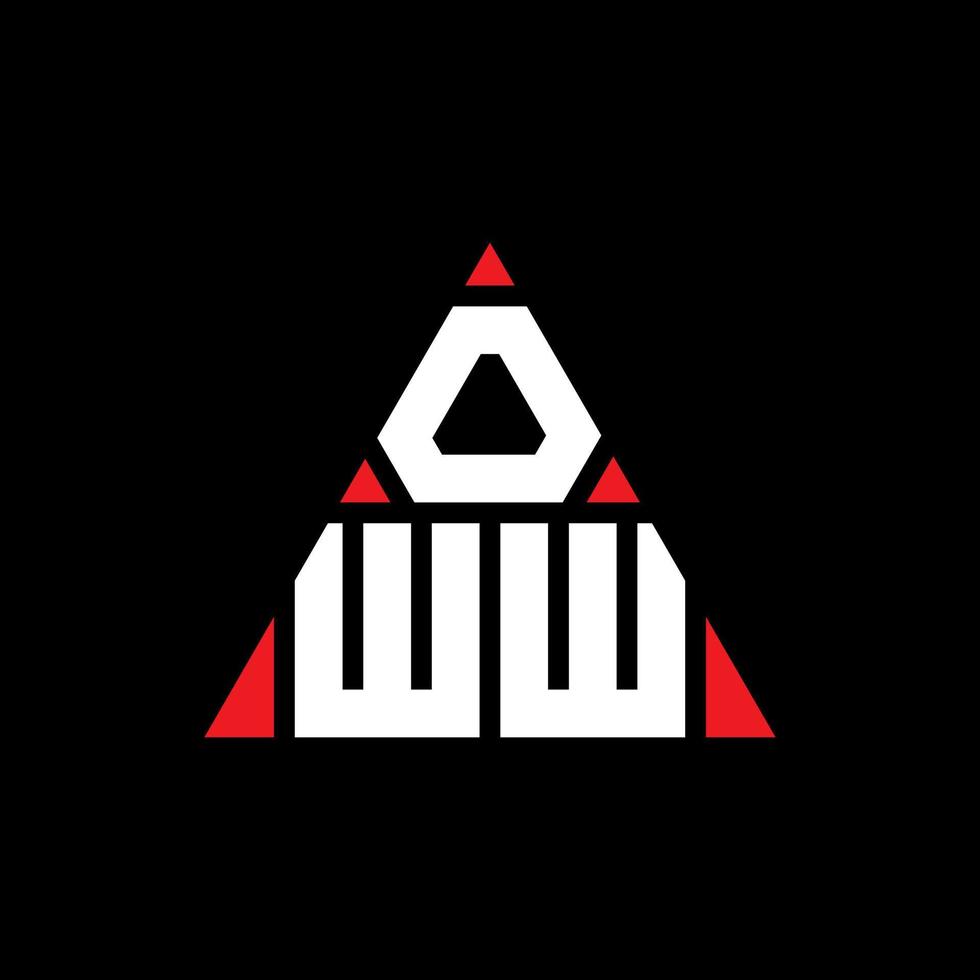 OWW triangle letter logo design with triangle shape. OWW triangle logo design monogram. OWW triangle vector logo template with red color. OWW triangular logo Simple, Elegant, and Luxurious Logo.